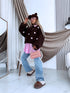 Knitted Sweater "CHOCOLATEY LOVE 7102" – Choco & Pink
